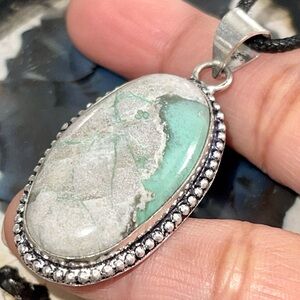Teal Green Variscite- Utahlite Pendant 1 7/8”